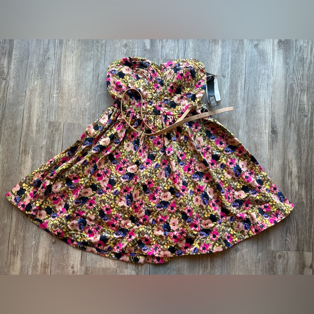 Xoxo Strapless Corsette Floral Dress, size: 5/6